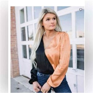 Two-Tone Black and Gold Women's Bodysuits